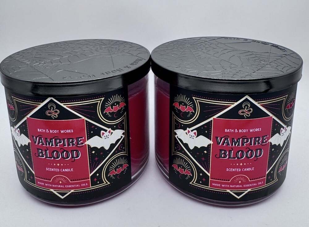 X2 *NEW* HALLOWEEN ~ VAMPIRE BLOOOD ~ 3 Wick CANDLE ~ Bath & Body Works